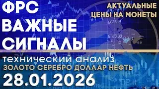 Важные сигналы ФРС - ставка стабильна. Анализ рынка золота, серебра, нефти, доллара 28.01.2026 г
