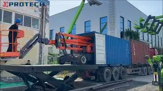 How to Loading JCPROTECH 16M Boom Lift into Container Self Propelled Electric Aerial Lifts