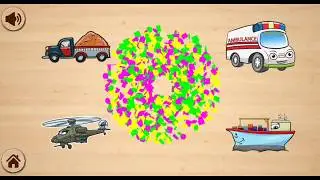 Let's Play &bull; Vehicle Puzzles &bull; for children, Learn sounds, construction, video, Games for kids