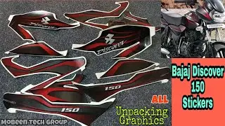 Bajaj Discover 150 DTSi Bike Black with Red and Grey Stickers & Graphics ||