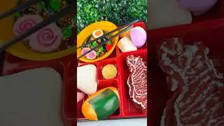 Packing School Lunch with Fidget Food *BENTO Box* RAMEN Satisfying Video ASMR! 🍣🍱🍜 #shorts