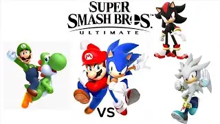 Super Smash Bros Ultimate - Mario Luigi & Yoshi vs Sonic Shadow & Silver (2K subscribers special)
