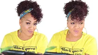 SYNTHETIC #HEADBAND PONYTAIL DRAWSTRING WITH BANGS OMG OUTRE #SAMSBEAUTY
