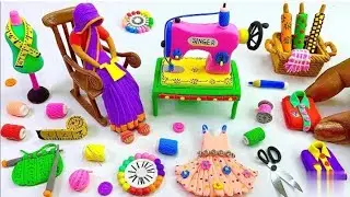 How To Make Clay Miniature Sewing Machine  Set,  Doll Sewing Machine Tool's.