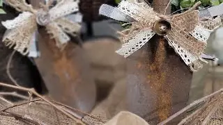 Garden shovel flip! DIY farmhouse decor. Rusted paint technique. Upcycling.