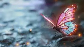 Relaxing Piano Melody with Soft Water Flow and Butterflies in a Serene Stone Garden