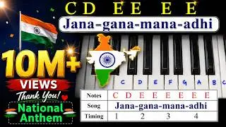 India National Anthem Jana Gana Mana Keybaord Notes| ABCDEFG Notes #india  #nationalanthem
