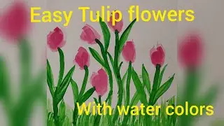 Easy Tulip 🌷🌷drawing by Disha|water coloring for kids