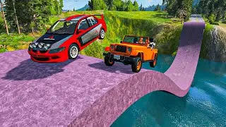 Cars Vs Impossible Weird Wave Bridge #2 - BeamNG Drive