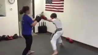 Self-Defense Carlsbad Great Boxing Combo from Teen Student