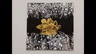 ТЕХНИКА РИСОВАНИЯ НИТЬЮ/ ЖИДКИЙ АКРИЛ// КАРТИНА ДЛЯ ИНТЕРЬЕРА ФЛЮИД АРТ/THREAD DRAWING TECHNIQUE