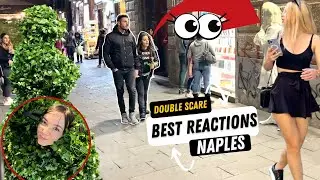 Double Scare 😱 by Human Statue Prank and Bushman. Bushwoman Prank, Epic Reactions