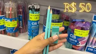 COMPRANDO MATERIAL ESCOLAR COMPLETO COM 50 REAIS- BOM BONITO BARATO
