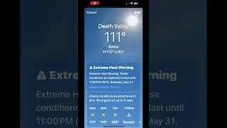 iOS weather animation: Sunny ⚠️ Extreme Heat Warning