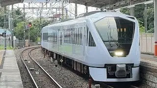 東武N100系N101F編成が特急スペーシアX**号東武日光行きとして新古河駅を通過するシーン！
