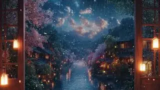 Romantic Rainy Evening in a Sakura Village &ndash; Lanterns, Petals & River Sounds for Sleep & Relaxation