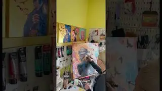 Abstract Realism Painting Process 👩&zwj;🎨✨ #shorts #mixedmedia #portraitpainting #painting