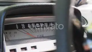Car Retro Dashboard. Vintage Retro Speedometer and Instrument Panel of Old Car | Stock Footage -...