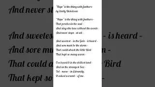 Hope by Emily Dickinson #poem #poetryreciting #englishpoem