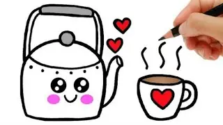 How to draw Teapot and cup#shorts