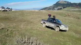 Russian Pickup Truck Gets Whinched In Greece
