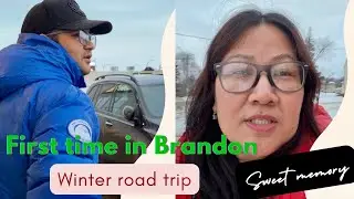 First time in Brandon, Manitoba, Canada | Winter Road Trip on a Fully Electric Car