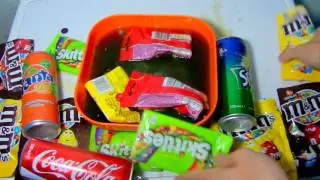 A LOT OF CANDY SOUP with M&M's and Skittles. Coca-Cola and Fanta Rainbow Soup
