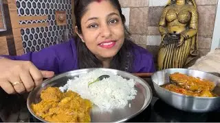 Eating Show | Gorom Vaat Rui Macher Kalia Kumro Peyaj Posto | Bengali Fish Curry Mukbang 🤤