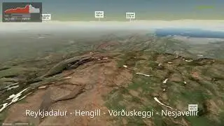 Reykjadalur - Hengill - V&ouml;r&eth;uskeggi &ndash; Nesjavellir ∆ hiking trails ∆ 3d-trail.com/iceland/