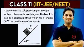 A block of mass 15 kg is resting on a rough inclined plane as shown in figure. The block is tied by