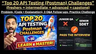 Top API Testing (Postman) challenges with Interview Task, (code + explanation), Follow-Up Q&As !!