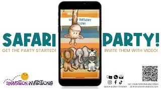 Safari Video Invitation &mdash; Cute Wild One Birthday Party | READY TO TEXT!