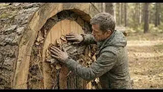 Inside a Huge Ancient Tree Log | Hidden Modern Shelter Build (Silent ASMR)