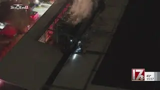 Roof damage on Raleigh Convention Center after fire
