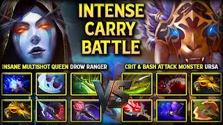 INTENSE HARD CARRY BATTLE | Insane Multshot Queen Drow Ranger Vs. CRIT 7 BASH Monster Carry URSA