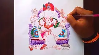 Different Color Pens se Lord Ganesha Drawing 😍 | Satisfying Pen Art