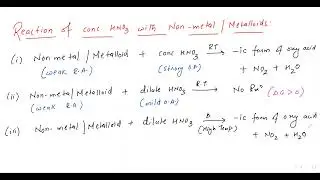 L-10 | Reaction of Non-metal/ Metalloid with Nitric acid | Disproportionation reaction