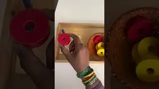 Montessori- Three Pegs with Small Rings - Aid for Eye/Hand Coordination