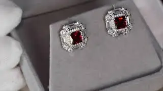 big red diamond ear studs, mens red diamond ear studs, womens red diamond ear studs, halo ear studs