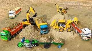JCB 5CX Loading Bricks Sand Tata Truck Swaraj Tractor Tipper || Jcb Ki Khudai || Tractor Cartoon