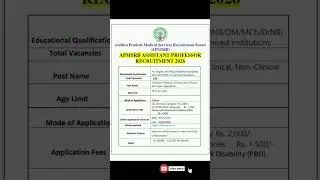 APMSRB Assistant Professor Recruitment 2026 | New Vacancy 2026 | Job Journey #shorts#sarkarunaukari