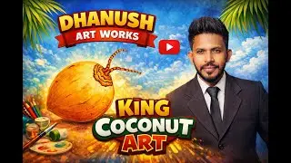 KING COCONUT ART | Easy Drawing & Coloring for Beginners | DHANUSH ART WORKS/Watercolor Art Easy