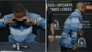 ISRAEL ADESANYA TEARS UP AND STORMS OFF STAGE AT THE UFC 305 PRESS CONFERENCE
