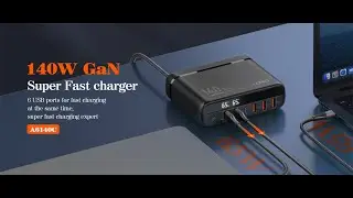 A6140C 140W GaN 6 Ports Super Fast Charging for iPhone Samsung MacBook Laptop Desktop Charger