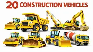 20 Construction Vehicles Names | Kids Learning Video  | 20 Construction Vehicles with Pictures  |