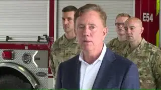 Lamont meets with National Guard members who helped during B17 plane crash