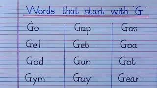 100 Words That Start With ' G '| ' G ' Letter Words|