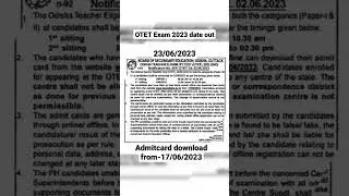 OTET 2023 Exam date||OTET EXAM||📚#otet #otet2023 #jt #osssc  #shorts#shortsfeed #youtubeshorts
