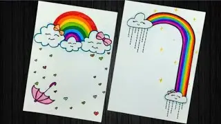 Multi Color Border Design Ideas | Rainbow Border Design | Clouds Border Design Ideas |  Front Page 😍