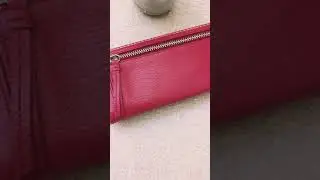 Woman long red wallet